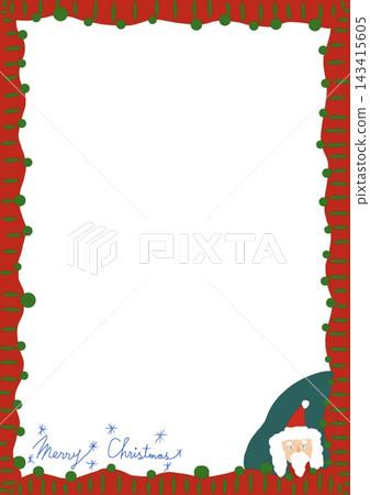 Hand-drawn Christmas frame featuring Santa Claus (vertical, with message space) Hand-drawn Christmas frame featuring Santa Claus (vertical, with message space) 143415605