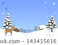 Cute winter snowscape frame 143415616