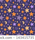 Seamless Halloween pattern with colorful stars 143415735