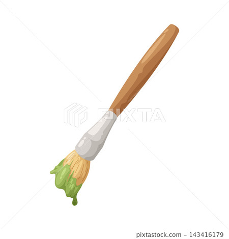 Illustration of Paintbrush With Green Paint 143416179
