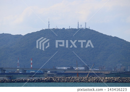 A view of Tokushima Port, including the Okisu district and Mount Bizan, from offshore (Tokushima City, Tokushima Prefecture) A view of Tokushima Port, including the Okisu district and Mount Bizan, from offshore (Tokushima City, Tokushima Prefecture) 143416223
