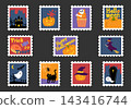 A set of stamp-style illustrations for Halloween 143416744