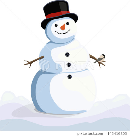Winter snowman with a hat illustration Winter snowman with a hat illustration 143416803