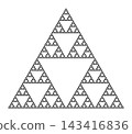 Sierpinski triangle, 6th iteration of a self-similar geometric fractal. Starting with a triangle, subdivided into 4 smaller ones, removing the central one, repeated with each smaller triangle. Vector Sierpinski triangle, 6th iteration of a self-similar geometric fractal. Starting with a triangle, subdivided into 4 smaller ones, removing the central one, repeated with each smaller triangle. Vector 143416836