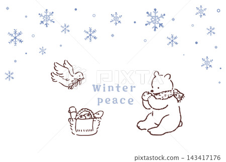 冬季插畫(熊、鴿子、雪、和平) 冬季插畫(熊、鴿子、雪、和平) 143417176