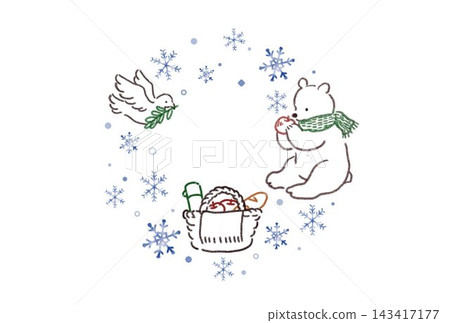 冬季插畫(熊、鴿子、雪、和平) 冬季插畫(熊、鴿子、雪、和平) 143417177