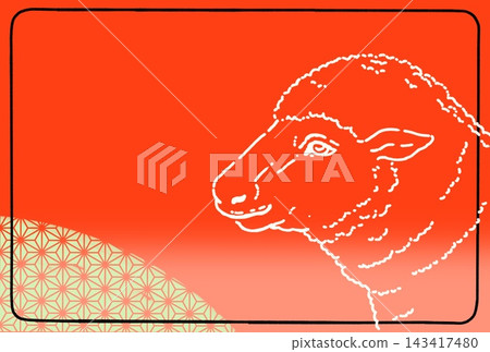New Year's card template for the Year of the Sheep, featuring an illustration of a sheep's profile. New Year's card template for the Year of the Sheep, featuring an illustration of a sheep's profile. 143417480