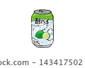 A hand-drawn, brush-pen style color illustration of lime chu-hi. 143417502