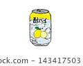 A hand-drawn, brush-pen style color illustration of a lemon chu-hi (Japanese alcoholic beverage). 143417503
