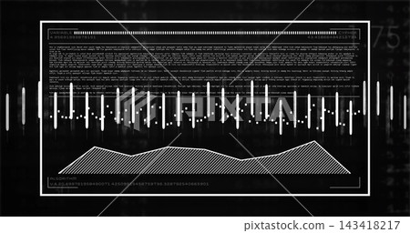 Showing white HUD panel center dark screen, bars with markers, hatched, labels VARIABLE ALGORITHM Showing white HUD panel center dark screen, bars with markers, hatched, labels VARIABLE ALGORITHM 143418217