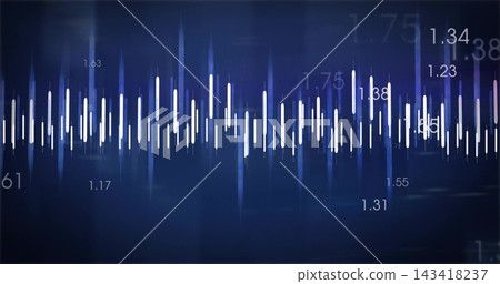 Displaying waveform of vertical bars pulsing across dashboard, with numeric tags and glow Displaying waveform of vertical bars pulsing across dashboard, with numeric tags and glow 143418237