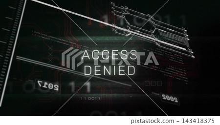 Displaying ACCESS DENIED message centered on screen, showing circuit traces, code110011, UI tiles Displaying ACCESS DENIED message centered on screen, showing circuit traces, code110011, UI tiles 143418375