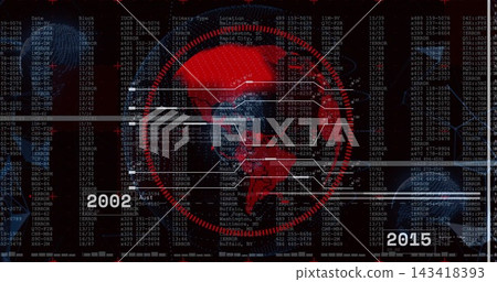 Displaying central red globe skull at terminal as ERROR logs appearing for cybersecurity analysis Displaying central red globe skull at terminal as ERROR logs appearing for cybersecurity analysis 143418393