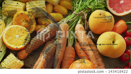 Mesh overlay appearing, camera panning carrots with tied greens on wooden board for display Mesh overlay appearing, camera panning carrots with tied greens on wooden board for display 143418422