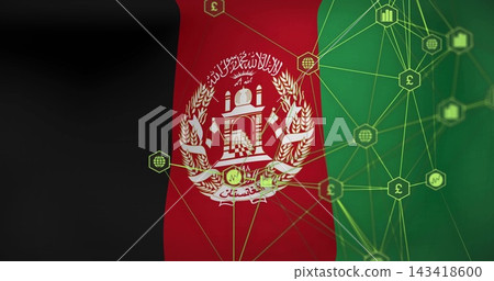 Displaying Afghan national flag in digital composition, showing neon-green network and emblem Displaying Afghan national flag in digital composition, showing neon-green network and emblem 143418600
