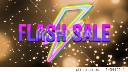 Featuring stylized FLASH SALE headline glowing center of digital banner, with neon lightning bolt Featuring stylized FLASH SALE headline glowing center of digital banner, with neon lightning bolt 143419241