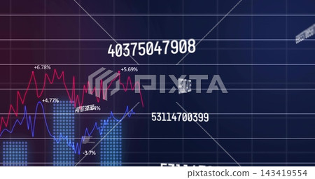 Displaying centered dashboard visualization onscreen, showing red and blue lines with numeric IDs 143419554