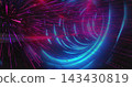 Pulsing futuristic tunnel streaming in CGI conduit, with cyan rings, dotted nodes, magenta streaks 143430819