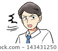 An illustration of a businessman turning around in surprise. 143431250