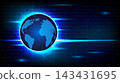 Digital globe technology background with glowing light streaks and programming software code lines 143431695