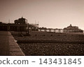 A precious sepia-toned image of Eastbourne Pier and the coastline before the fire - England 143431845