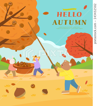 Warm and Cozy Cute Autumn Mood Illustration 143432582