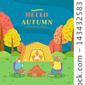 Warm and Cozy Cute Autumn Mood Illustration 143432583