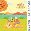 Warm and Cozy Cute Autumn Mood Illustration 143432584