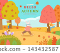 Warm and Cozy Cute Autumn Mood Illustration 143432587