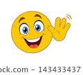 Happy Waving Hello Yellow Emoticon 143433437