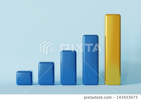 A financial chart displays increasing bar heights indicating growth over time. The background provides copy space for additional information A financial chart displays increasing bar heights indicating growth over time. The background provides copy space for additional information 143433673