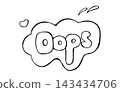 Oops word lettering doodle bubble sticker with heart 143434706
