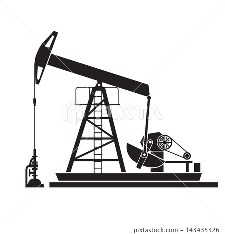 Oil Pumpjack, Derrick Silhouette Oil Pumpjack, Derrick Silhouette 143435326
