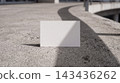 Horizontal blank business card mockup positioned on a curved concrete architectural platform with business concrete platform architecture horizontal sunlight diagonal presentation stationery 143436262