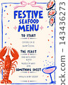 Festive Seafood Menu with Lobster Oysters and Champagne Glass 143436273