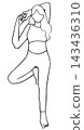 簡單的插圖，線條畫，瑜珈姿勢的女性 143436310