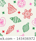 Festive Hand drawn Christmas ornament seamless pattern 143436972