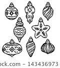 Cute hand drawn Christmas baubles doodle set 143436973