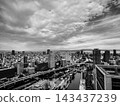 A view of the city from the observation deck of a high-rise building in Yodoyabashi, Osaka. 143437239