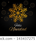 Gold snowflake and star feliz navidad background 143437275