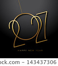 2027 Happy New Year Gold Text Effect Banner poster post design 143437306