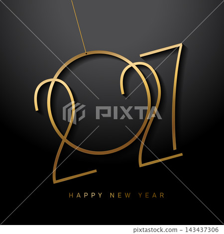 2027 Happy New Year Gold Text Effect Banner poster post design 143437306