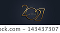 2027 Happy New Year Gold Text Effect Banner poster post design 143437307