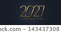 2027 Happy New Year Gold Text Effect Banner poster post design 143437308