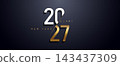 2027 Happy New Year Gold Text Effect Banner poster post design 143437309