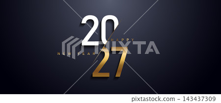 2027 Happy New Year Gold Text Effect Banner poster post design 2027 Happy New Year Gold Text Effect Banner poster post design 143437309