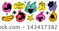 Colorful friendship scrapbook sticker set. Playful hand drawn hugs, happy characters, high fives and loving gestures. Bright cute cutout doodles in cheerful kids colors, perfect for journaling, crafts 143437382