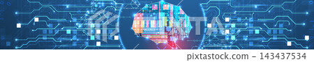 Cybernetic mind and network data processing abstract background. Vector 143437534