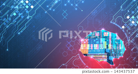 Cybernetic mind and network data processing abstract background. Vector Cybernetic mind and network data processing abstract background. Vector 143437537