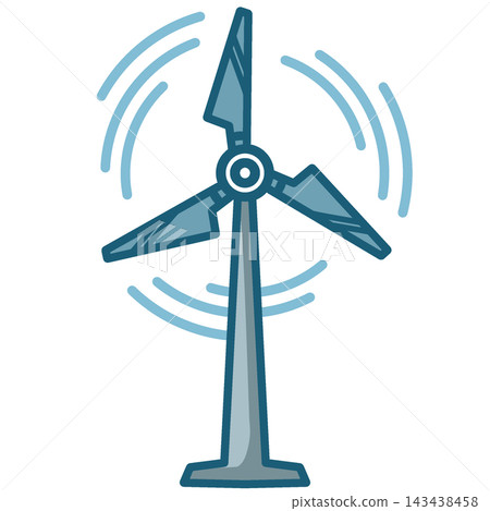 Blue Wind Turbine Icon for Renewable Energy Generation 143438458